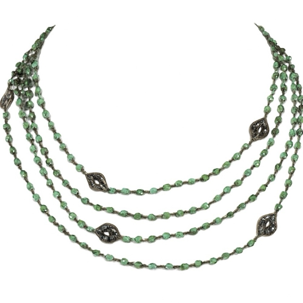 Virgins Saints & Angels Magdalena Necklace Picasso Green Beads Gunmetal NWT